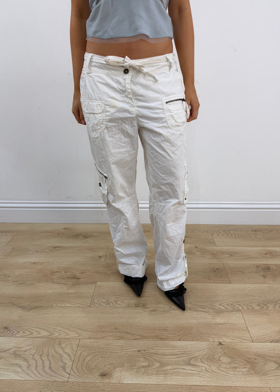 medium white Yessica cargo trousers front view