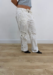 medium white Yessica cargo trousers opposite side view