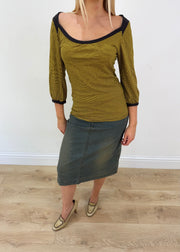 medium yellow and brown zara striped top aesthetic headless