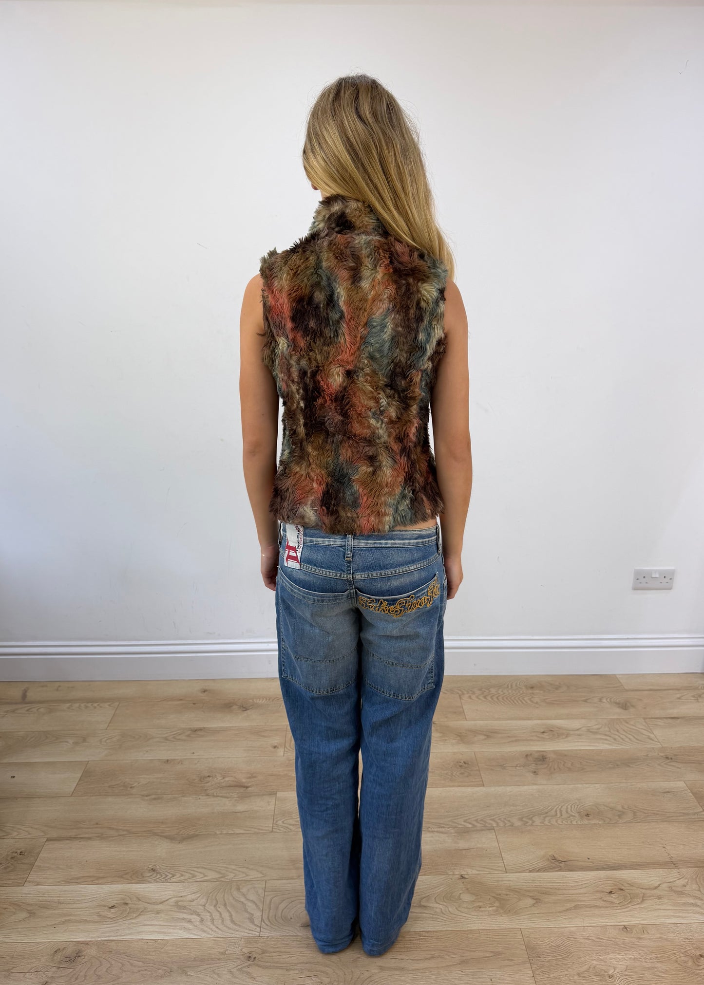 small thesis multicolour faux fur dual zip gilet image 8