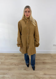 medium tan hooded corduroy coat 1