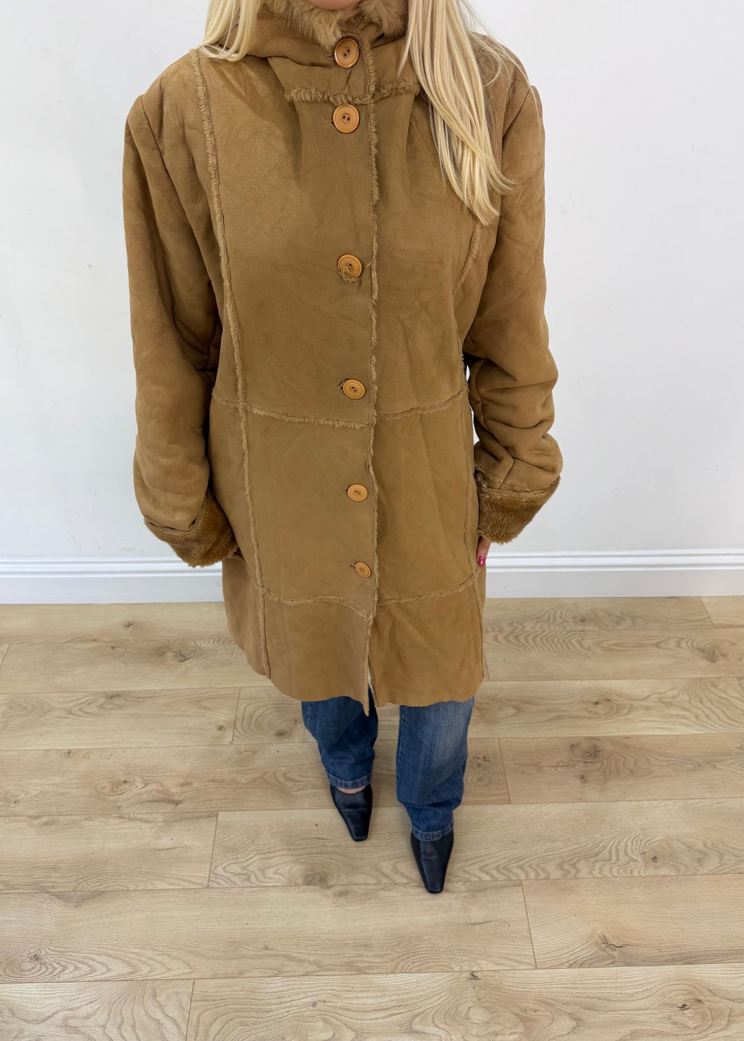 medium tan hooded corduroy coat 2