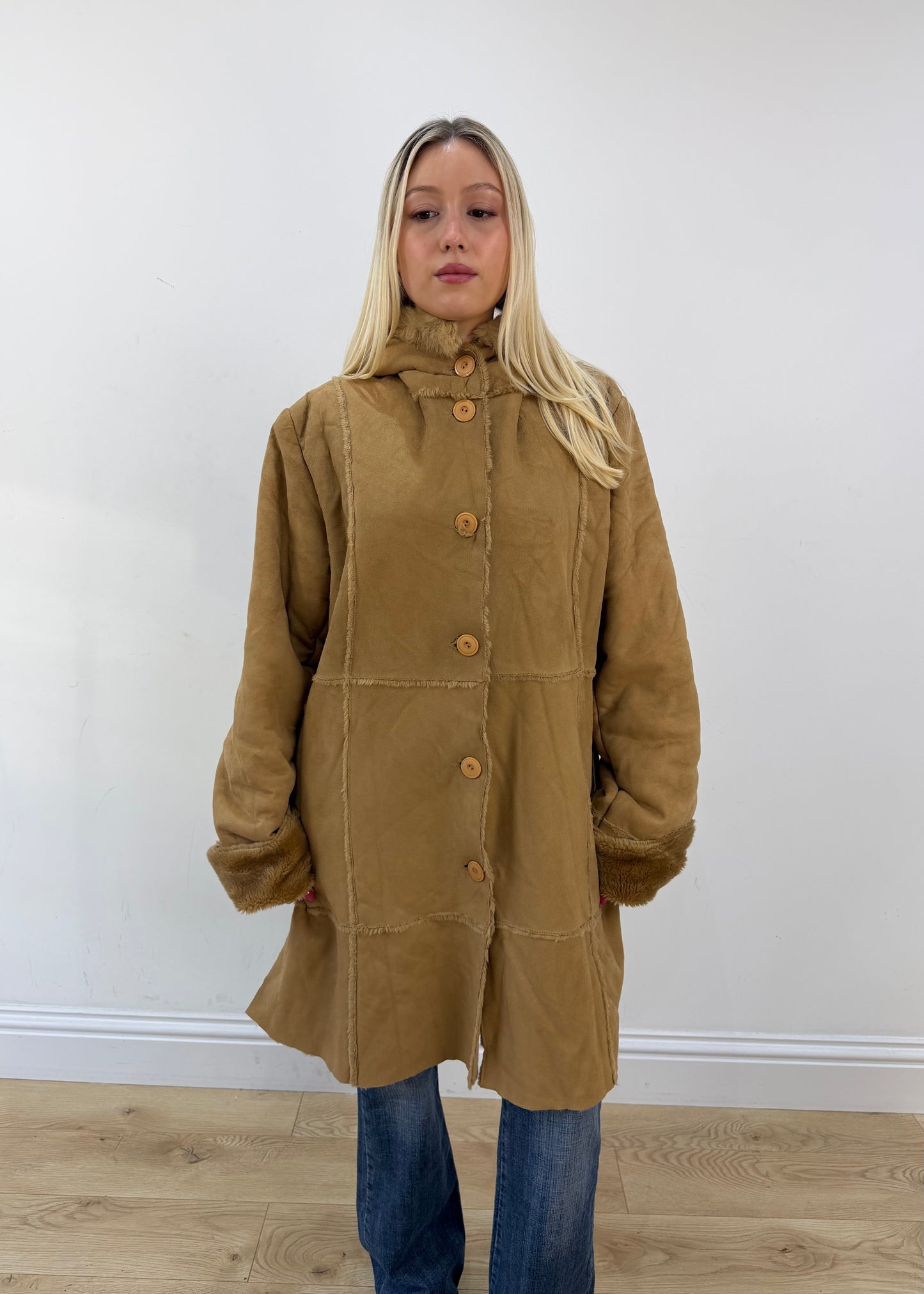 medium tan hooded corduroy coat 3