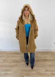 medium tan hooded corduroy coat 4