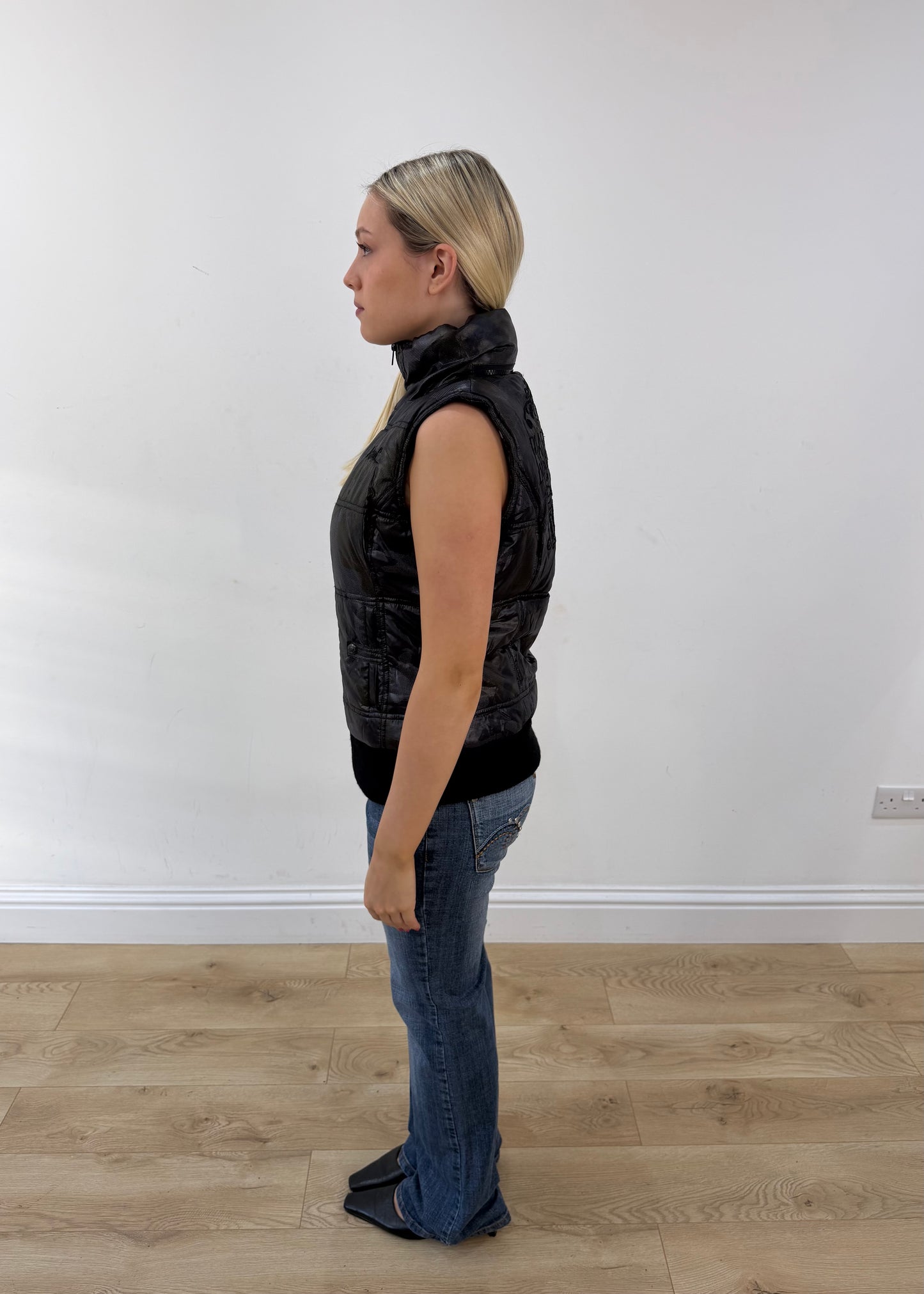 medium black kaporal glossy padded gilet 5