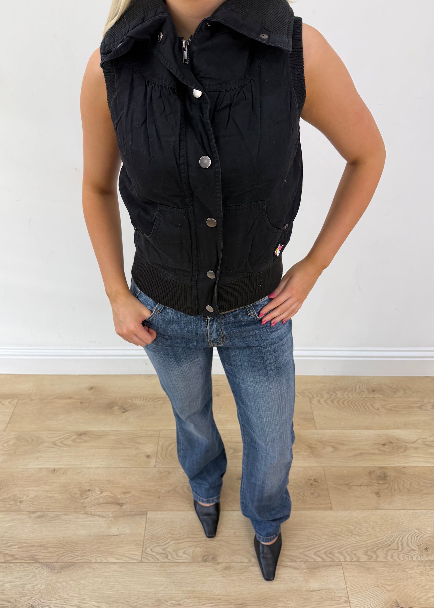 extra small black fishbone fitted gilet 2