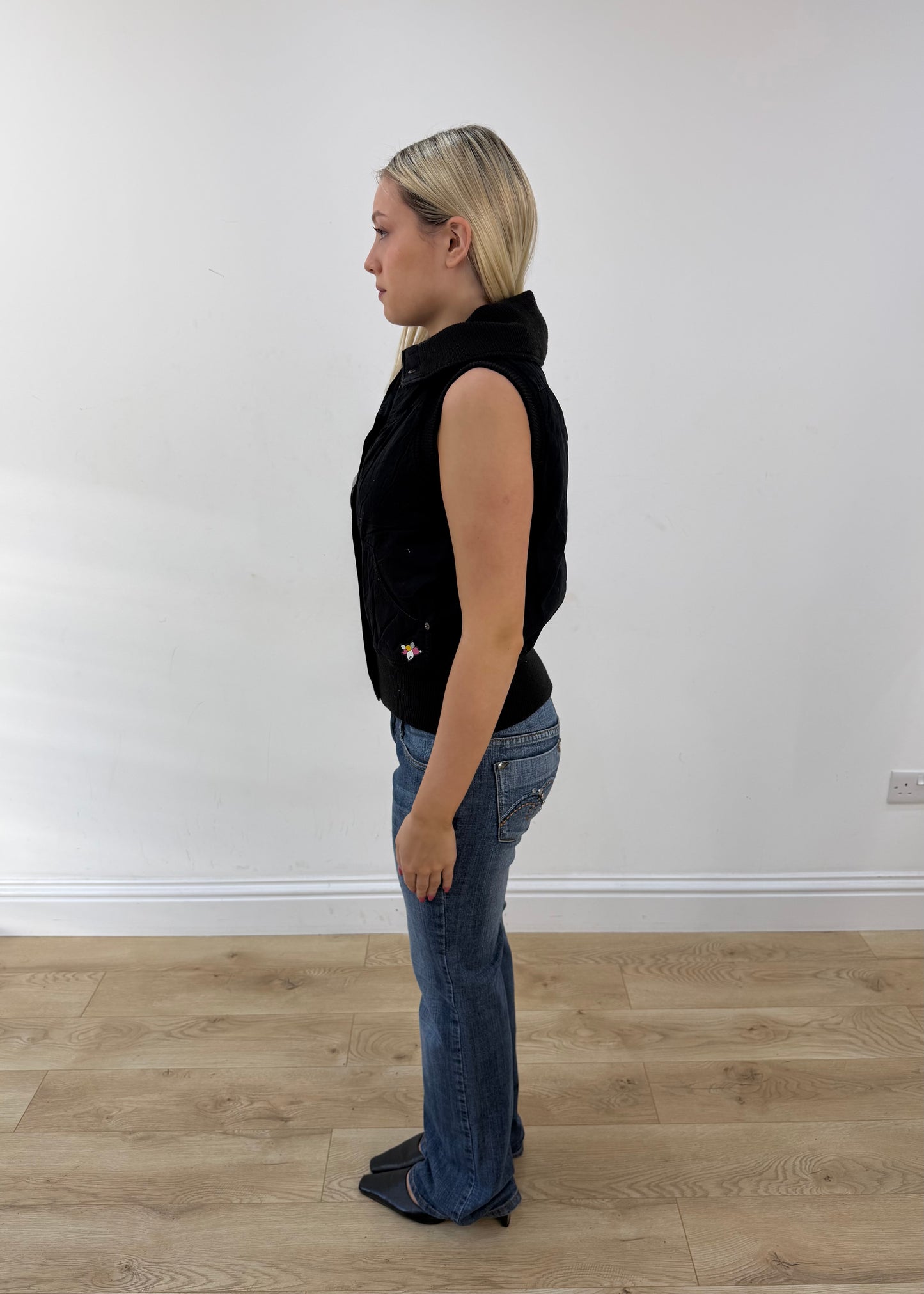 extra small black fishbone fitted gilet 5