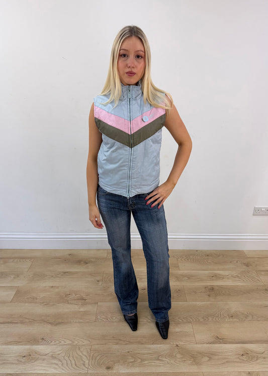 small multicolour fishbone padded gilet with a chevron design 1