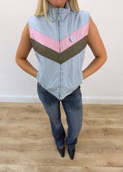 small multicolour fishbone padded gilet with a chevron design 3