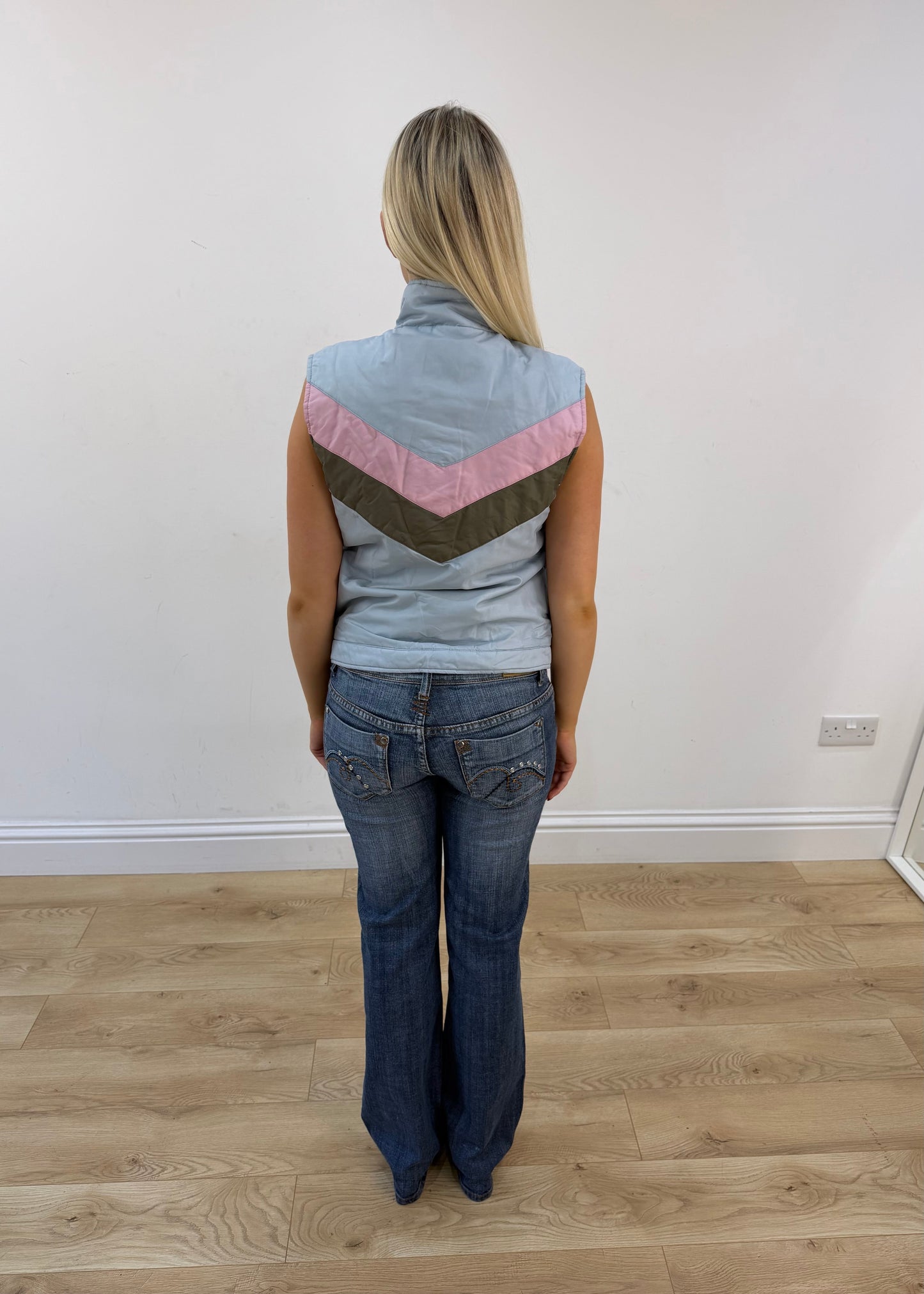 small multicolour fishbone padded gilet with a chevron design 5