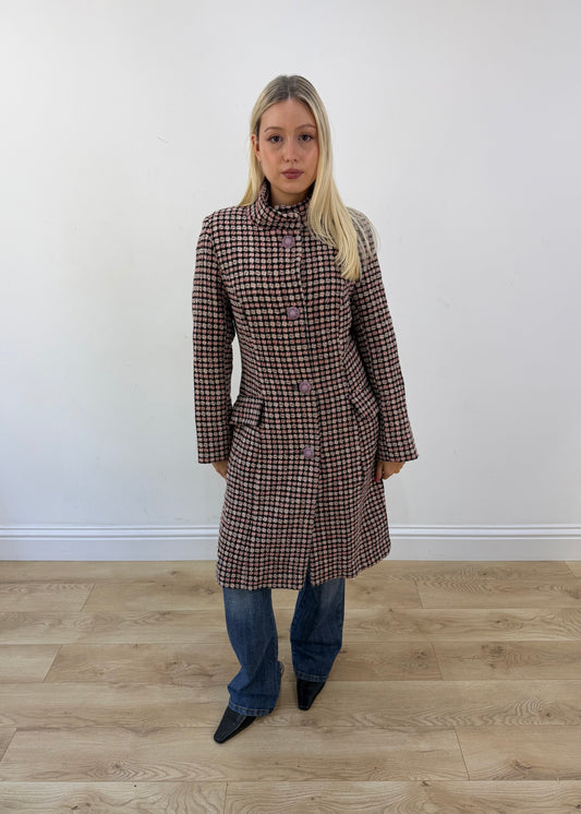 extra large brown gloris check long coat 1