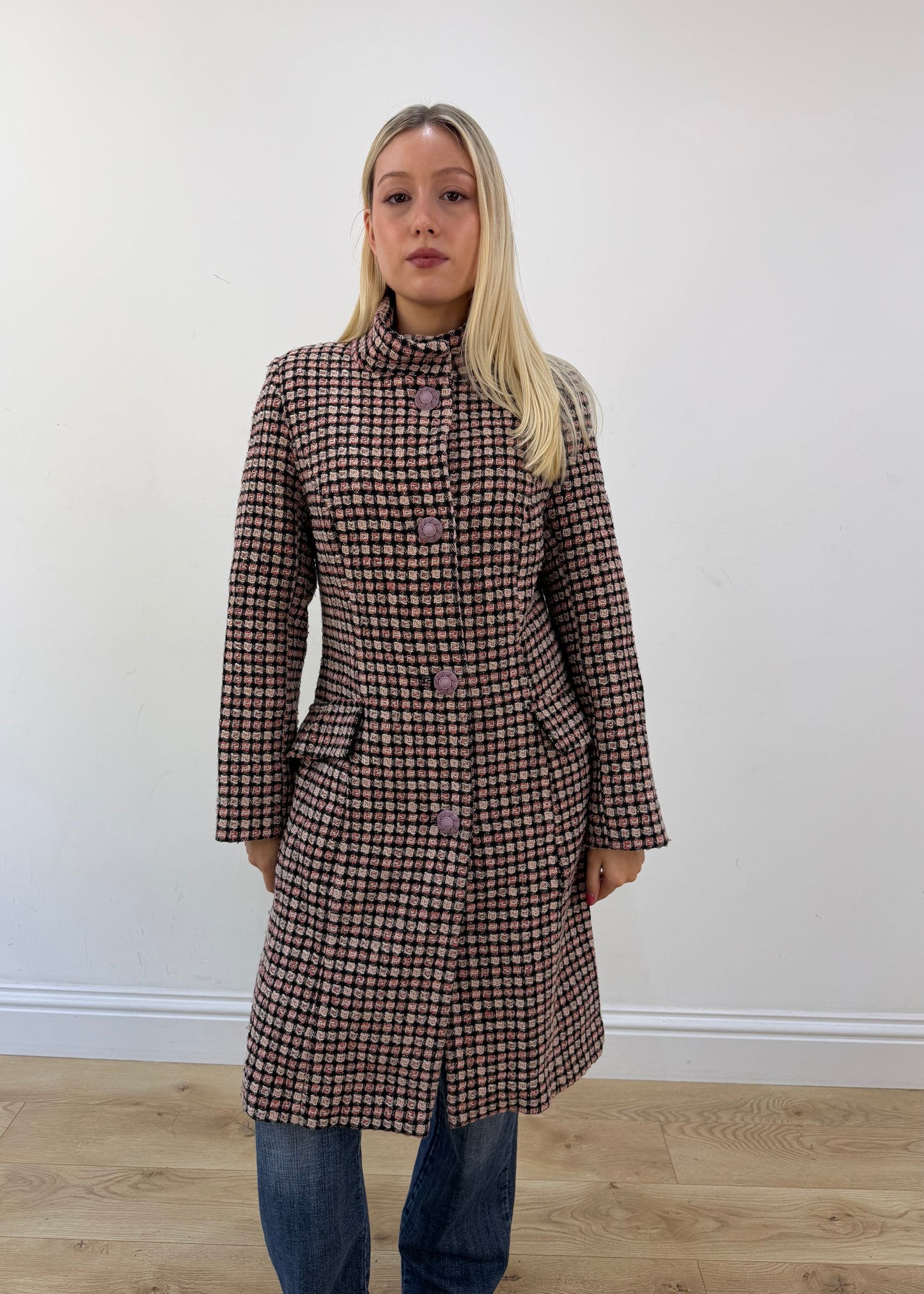 extra large brown gloris check long coat 3
