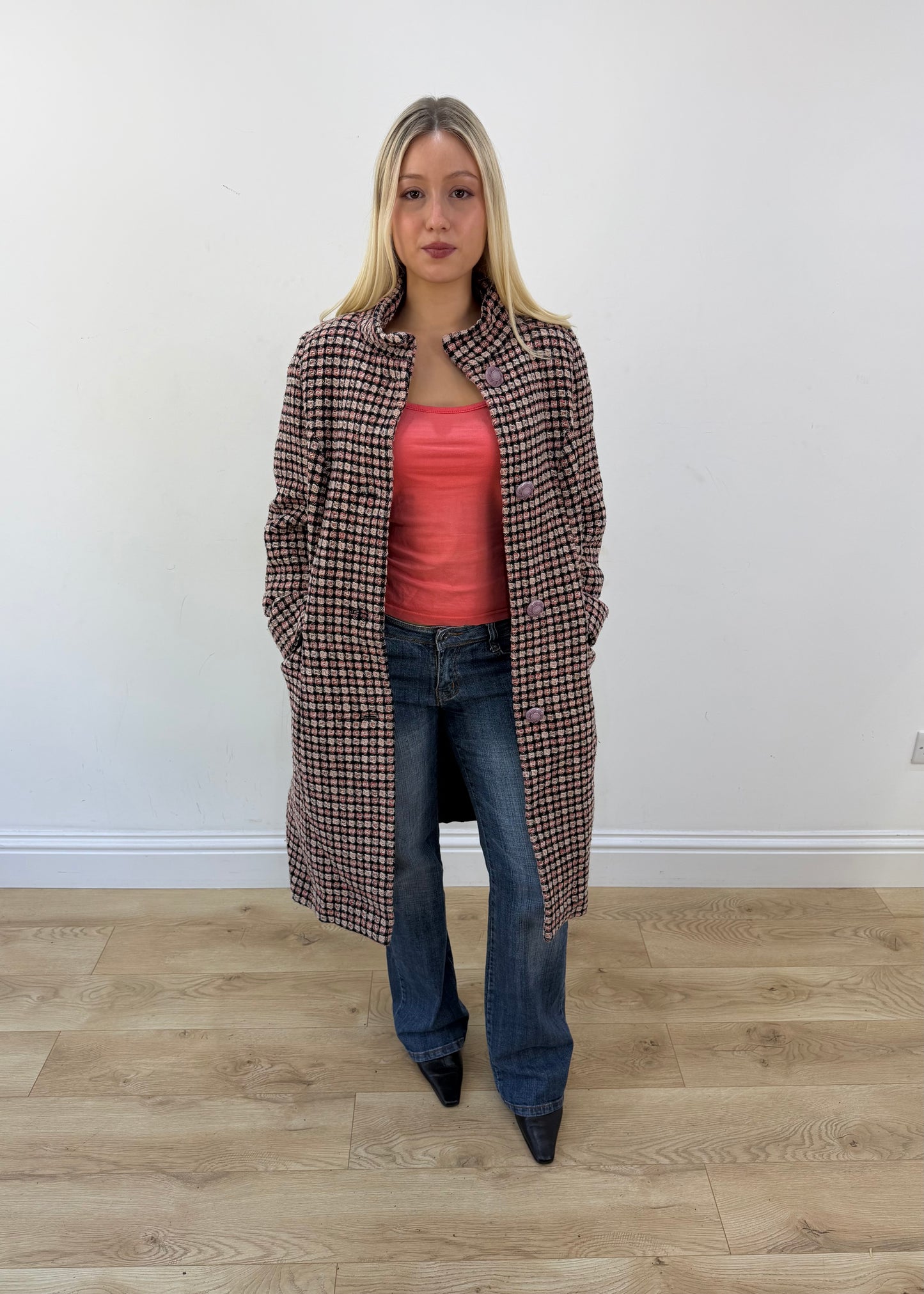 extra large brown gloris check long coat 4