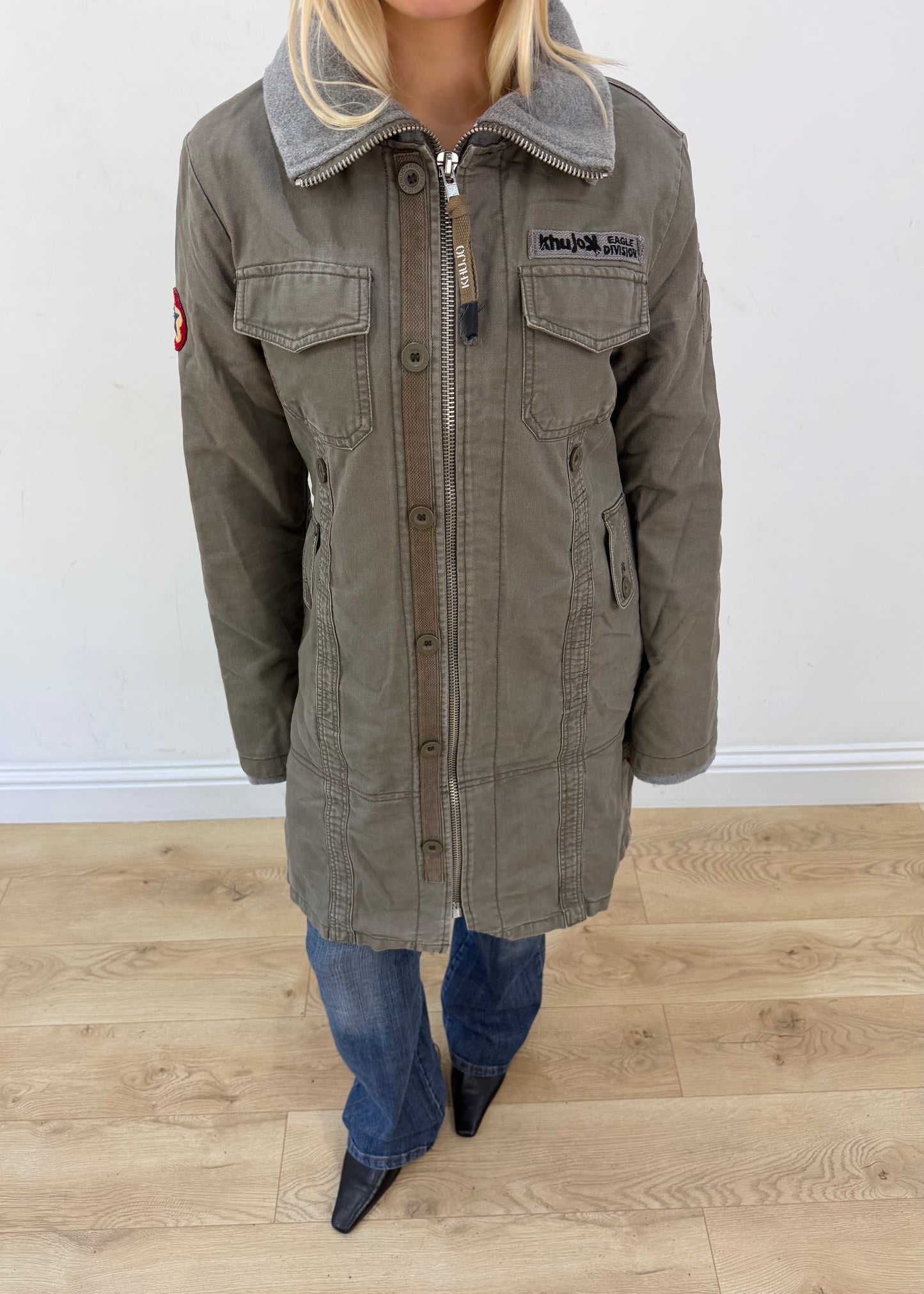 medium grey khujo utility parka coat 2