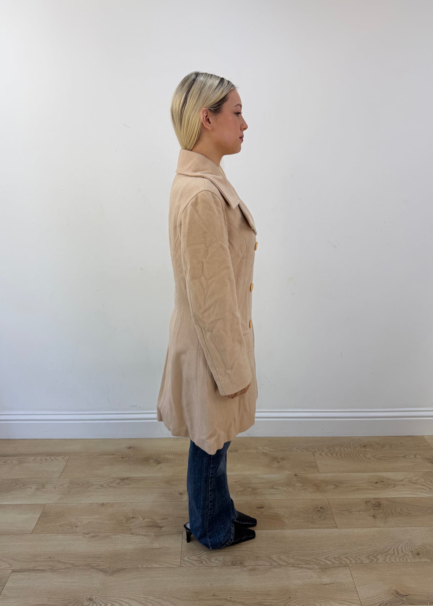 medium beige fashion onyx double breasted trench coat 6