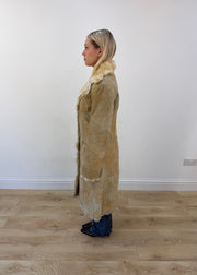 large beige i-ket long shearling style coat 5