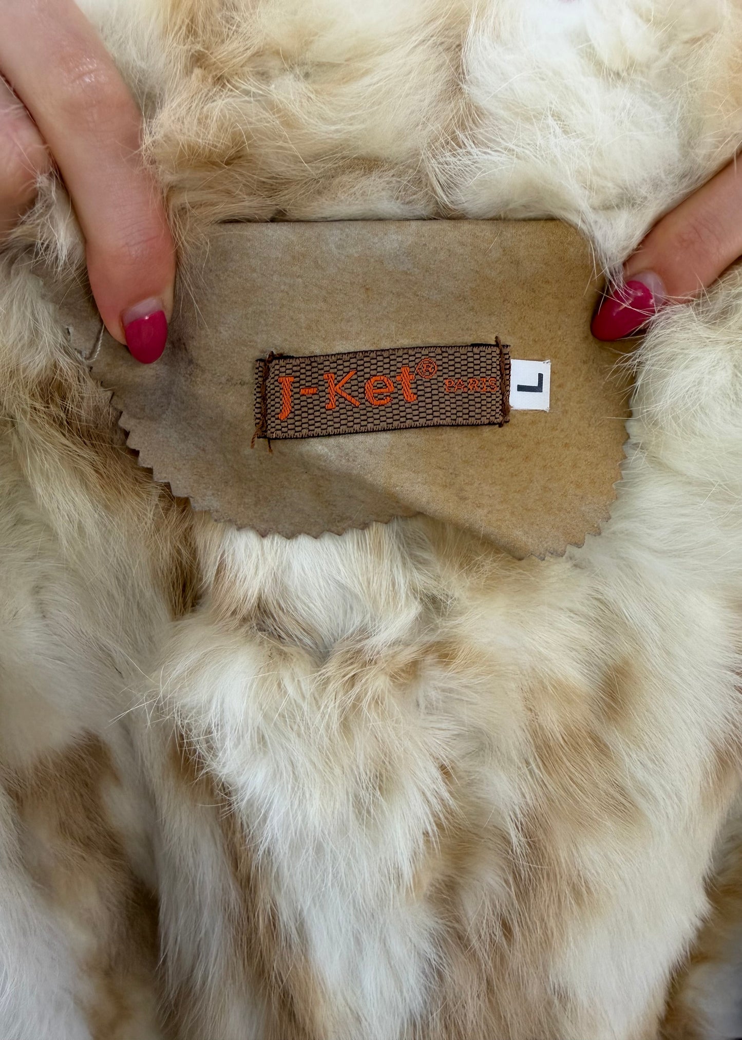 large beige i-ket long shearling style coat 8