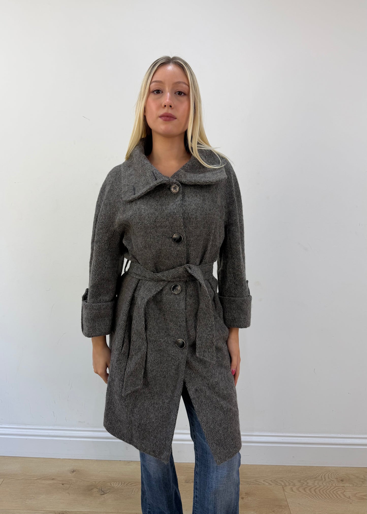 medium grey benetton belted coat 3