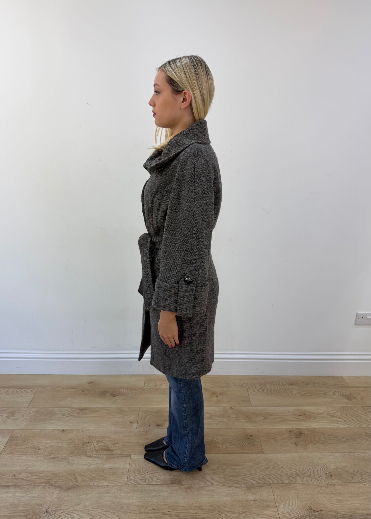 medium grey benetton belted coat 5