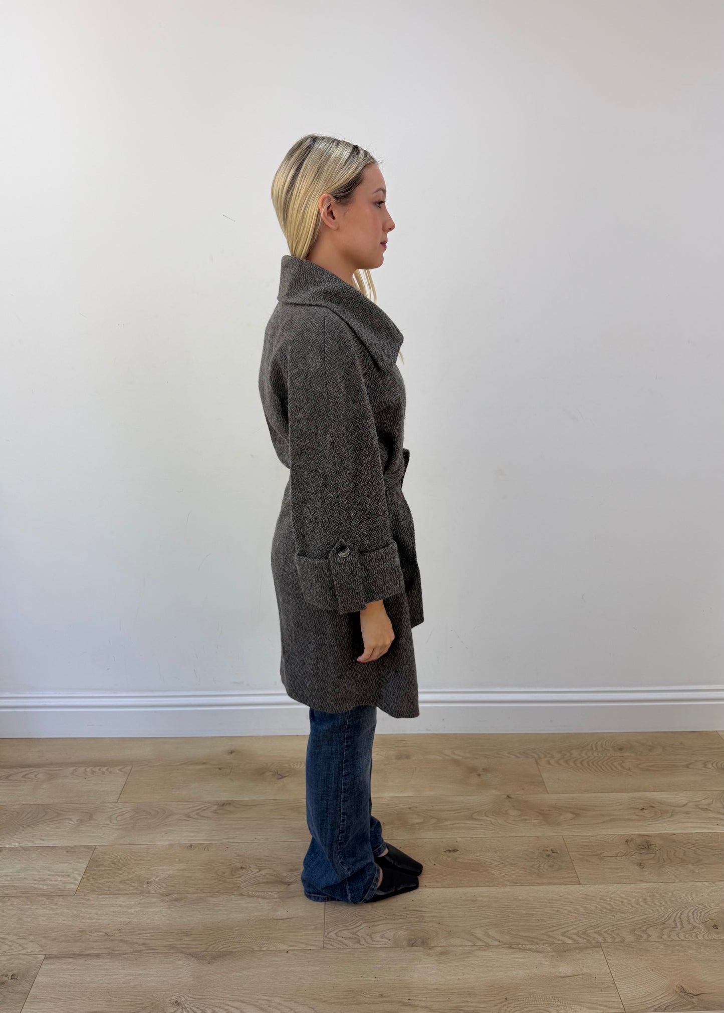 medium grey benetton belted coat 6