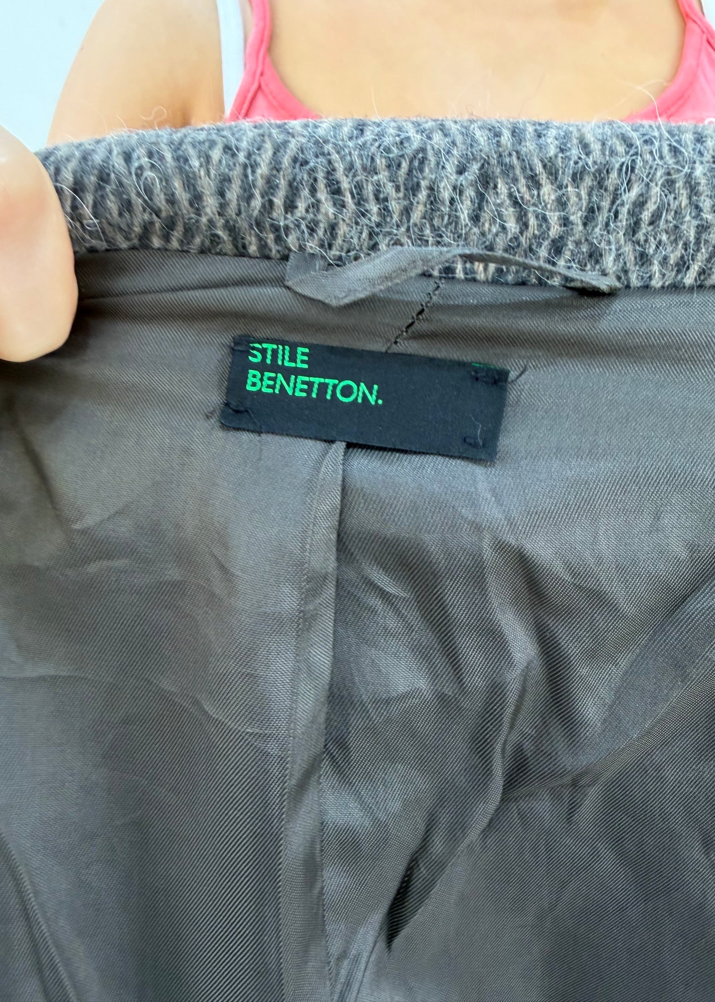 medium grey benetton belted coat 8