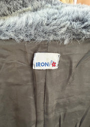 medium dark grey iron textured long coat with contrast collar 8