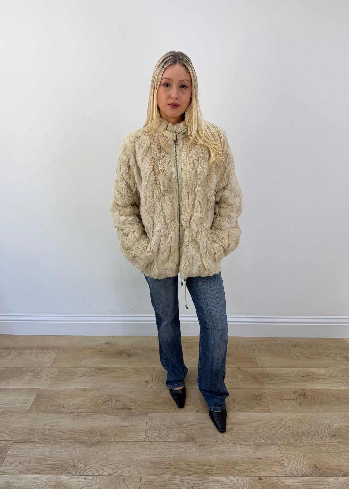 extra large cream gamble faux fur jacket 1