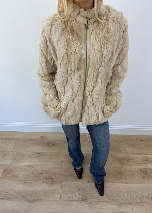 extra large cream gamble faux fur jacket 2