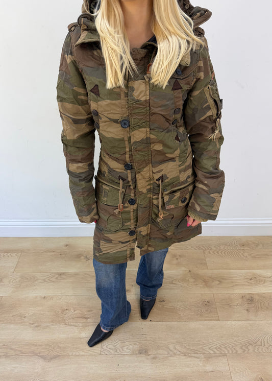 large khaki khujo camouflage parka coat 2
