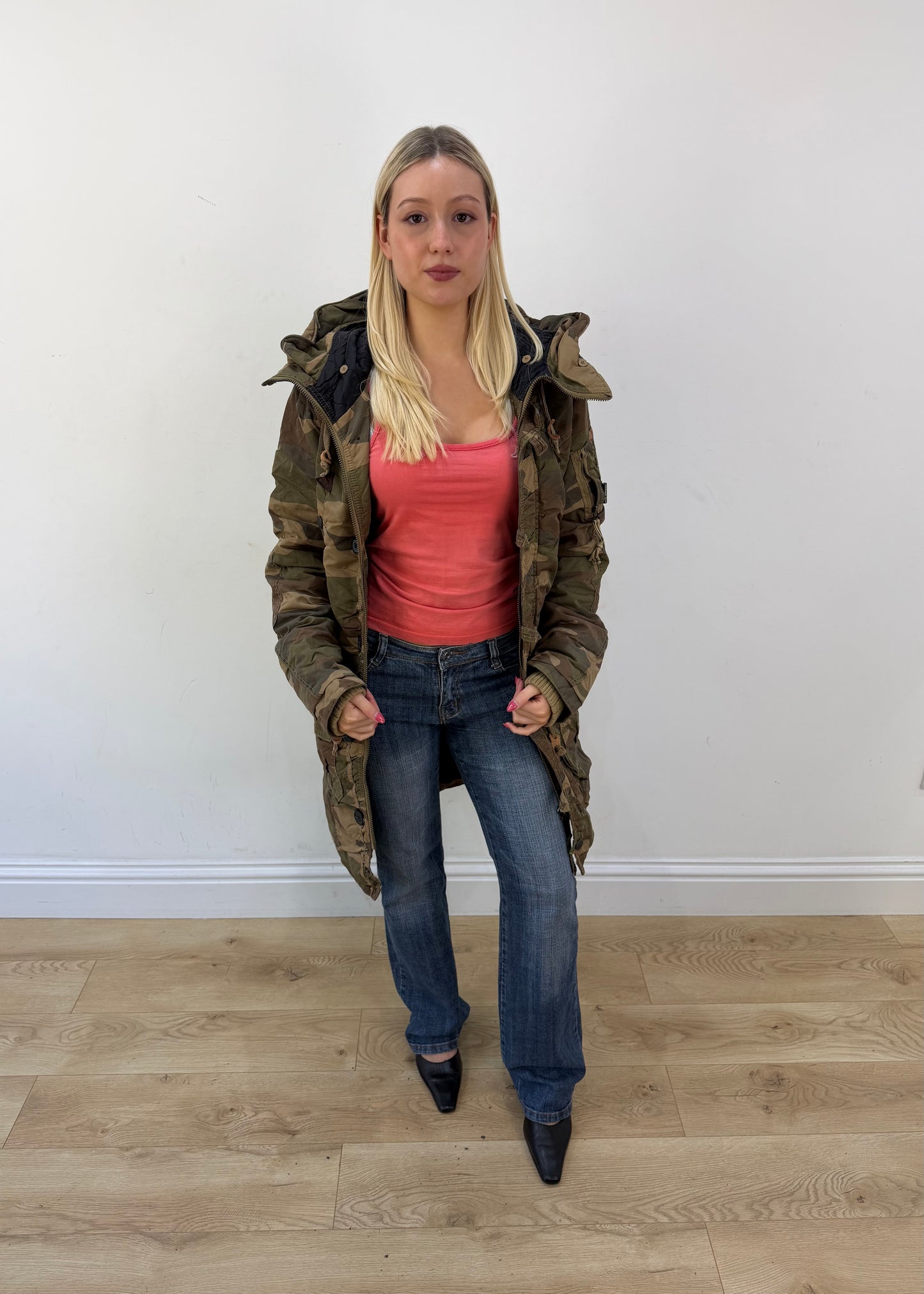 large khaki khujo camouflage parka coat 4
