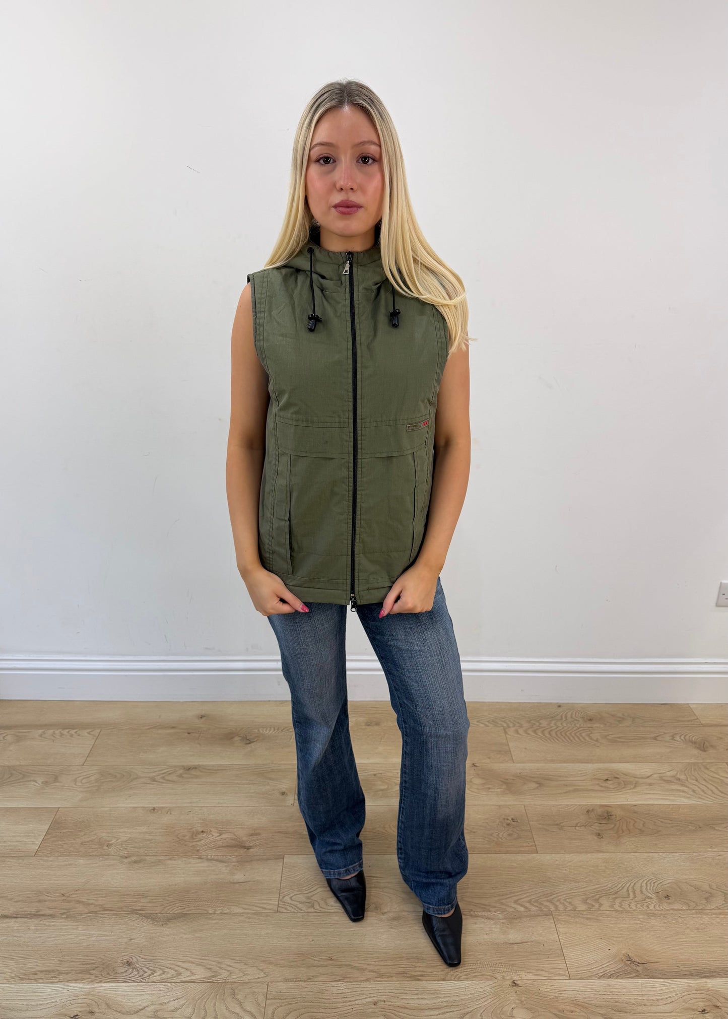 medium khaki s.oliver hooded utility gilet 1