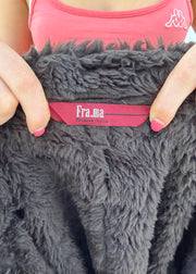 medium brown fra.me long coat with faux fur trim 8