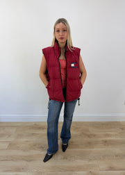 medium burgundy tommy hilfiger puffer gilet 4