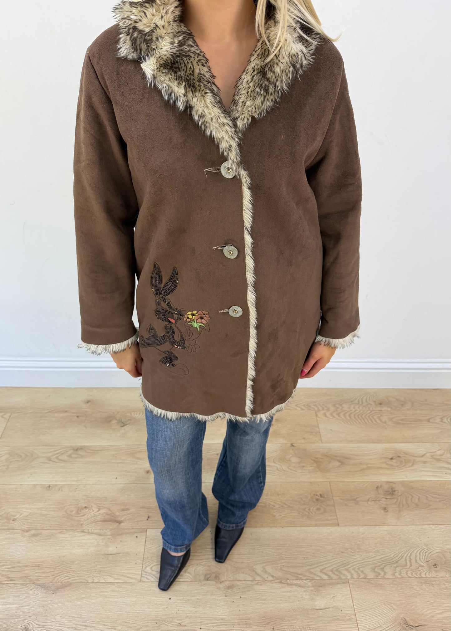 medium brown looney tunes embroidered jacket 2