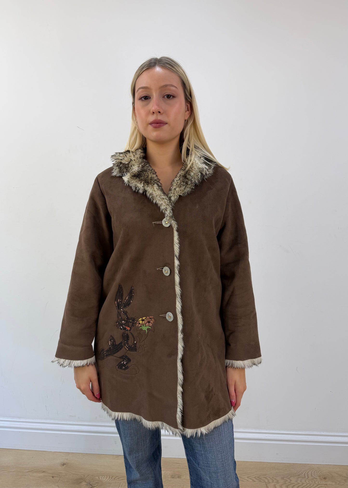 medium brown looney tunes embroidered jacket 3