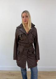 small brown polo garage hooded belted utility jacket 3