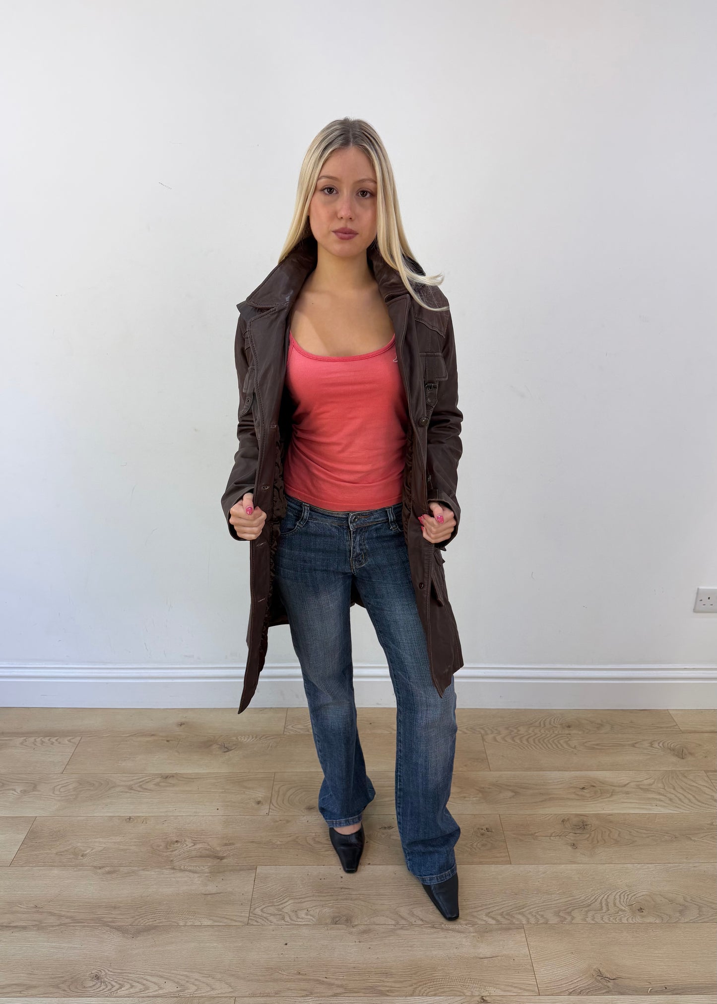 small brown polo garage hooded belted utility jacket 4