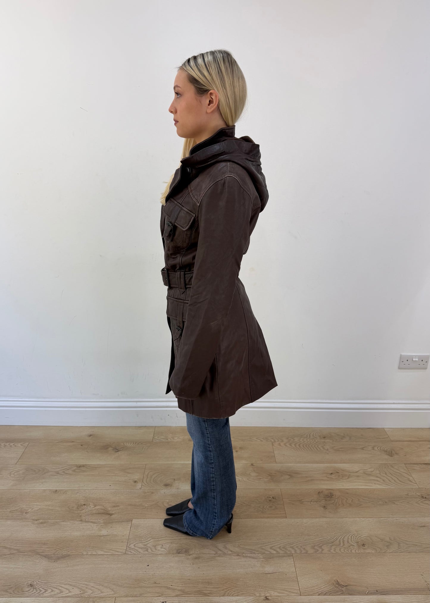 small brown polo garage hooded belted utility jacket 5