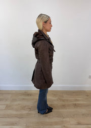 small brown polo garage hooded belted utility jacket 6