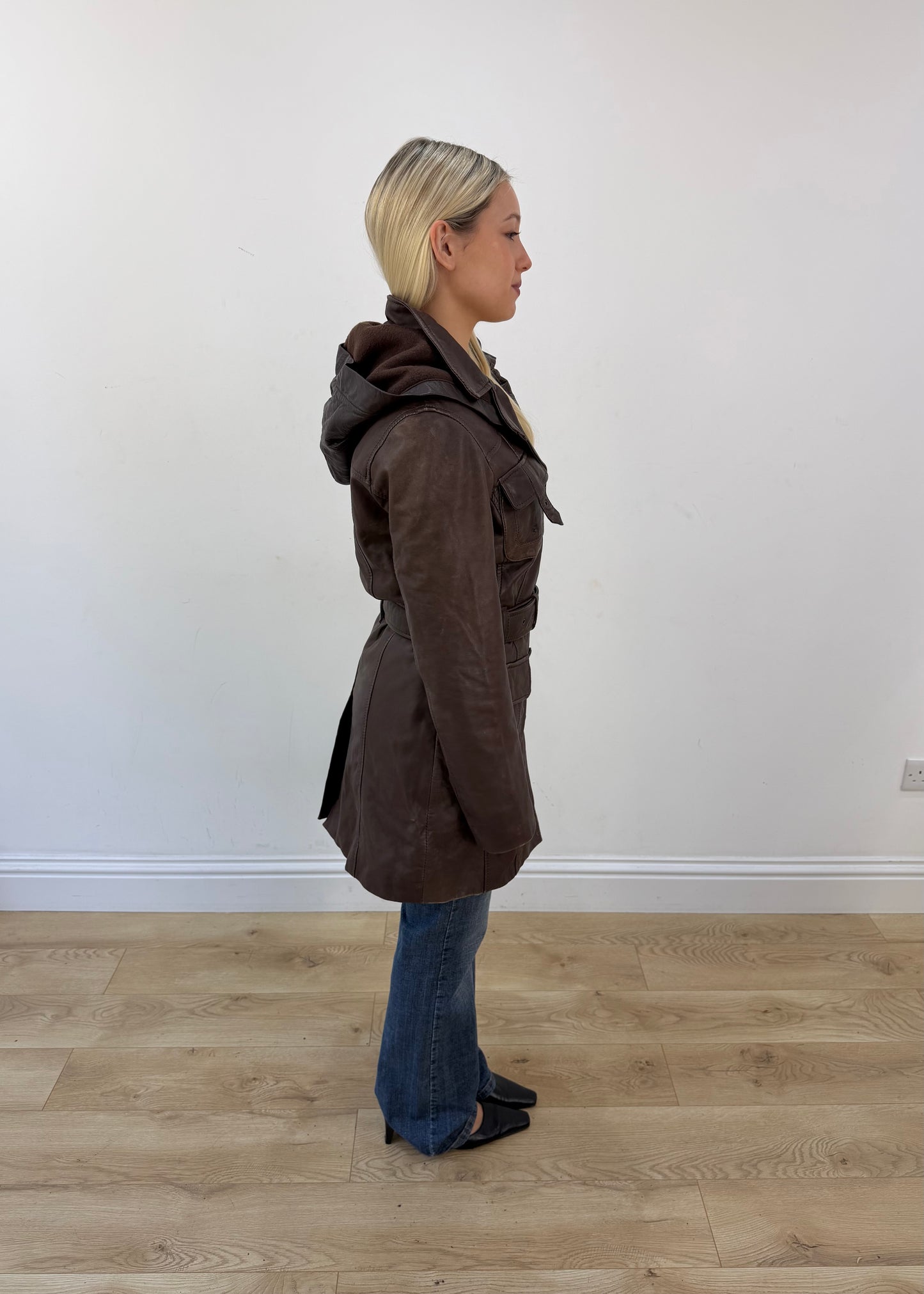 small brown polo garage hooded belted utility jacket 6