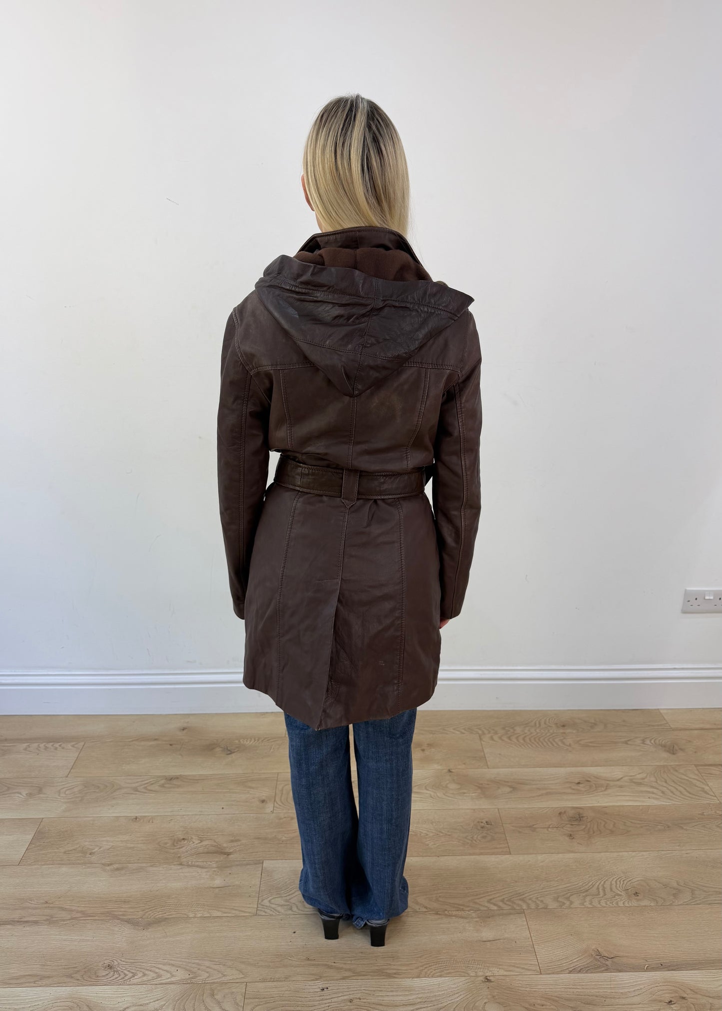 small brown polo garage hooded belted utility jacket 7