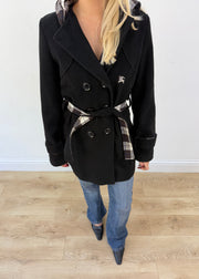 medium black burberry hooded coat 2