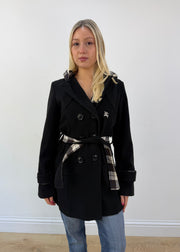 medium black burberry hooded coat 3