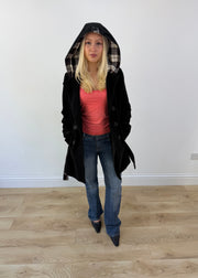 medium black burberry hooded coat 4