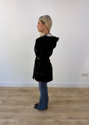 medium black burberry hooded coat 5