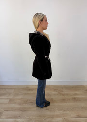 medium black burberry hooded coat 6