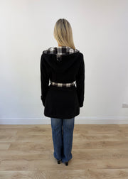 medium black burberry hooded coat 7