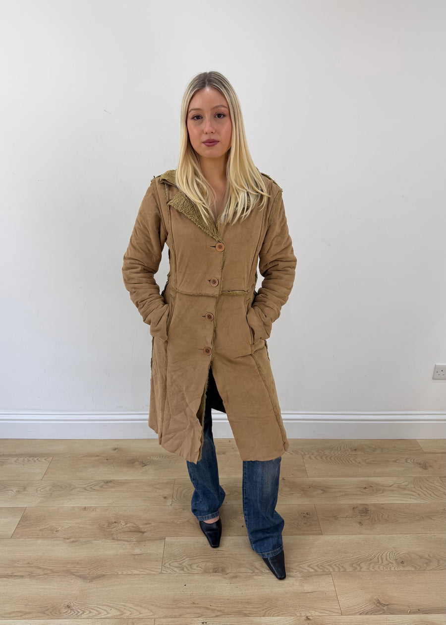 medium tan tally weijl corduroy long coat 1