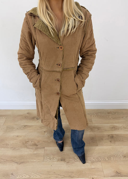 medium tan tally weijl corduroy long coat 2
