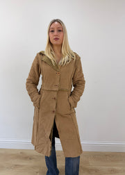 medium tan tally weijl corduroy long coat 3